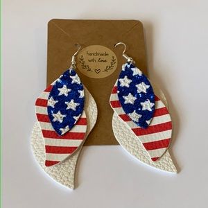 Patriotic Lightweight Faux Leather Earrings